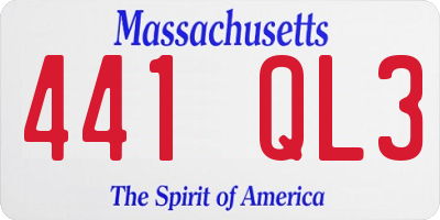 MA license plate 441QL3