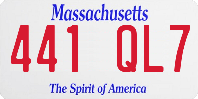 MA license plate 441QL7