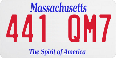 MA license plate 441QM7