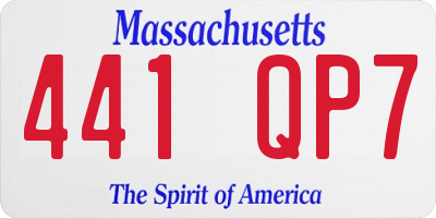 MA license plate 441QP7