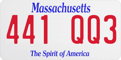MA license plate 441QQ3