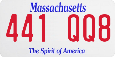 MA license plate 441QQ8