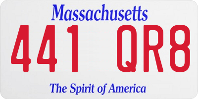 MA license plate 441QR8