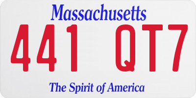 MA license plate 441QT7