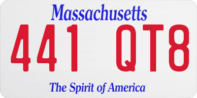 MA license plate 441QT8