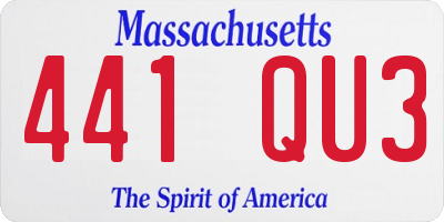 MA license plate 441QU3