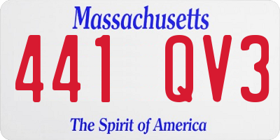 MA license plate 441QV3