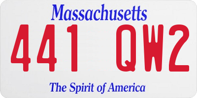MA license plate 441QW2