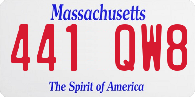 MA license plate 441QW8
