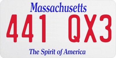 MA license plate 441QX3