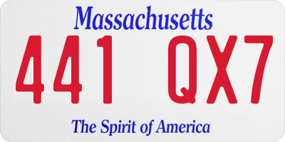 MA license plate 441QX7