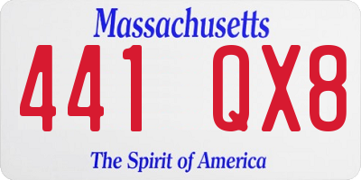 MA license plate 441QX8