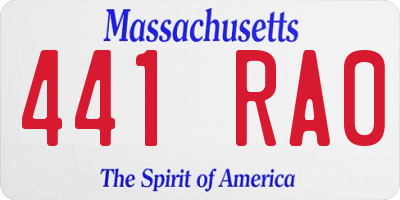 MA license plate 441RA0
