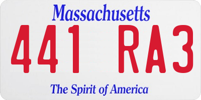 MA license plate 441RA3