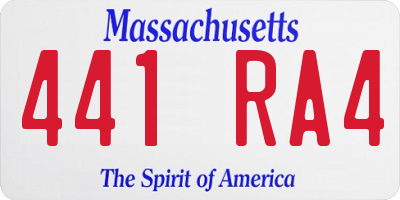 MA license plate 441RA4