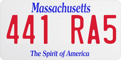 MA license plate 441RA5