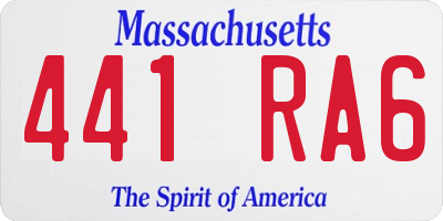 MA license plate 441RA6