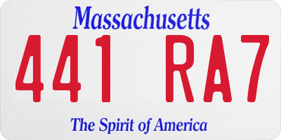 MA license plate 441RA7