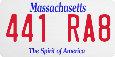 MA license plate 441RA8