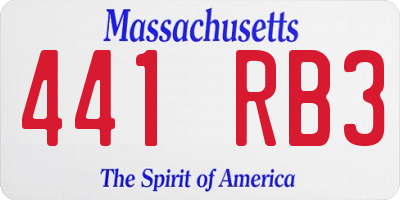 MA license plate 441RB3