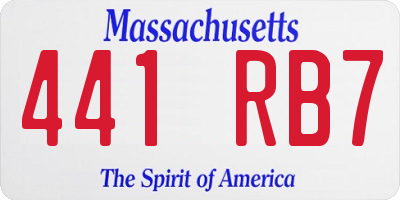 MA license plate 441RB7
