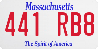 MA license plate 441RB8