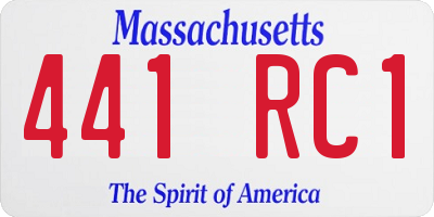 MA license plate 441RC1