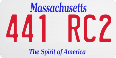 MA license plate 441RC2