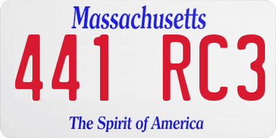 MA license plate 441RC3
