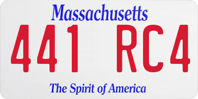 MA license plate 441RC4