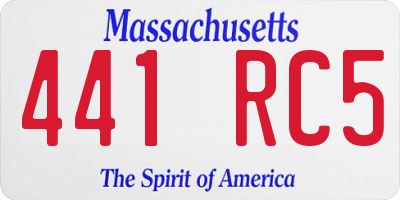 MA license plate 441RC5