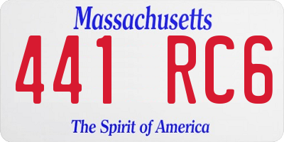 MA license plate 441RC6