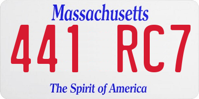 MA license plate 441RC7