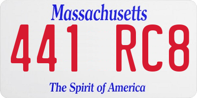 MA license plate 441RC8