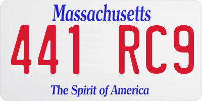 MA license plate 441RC9