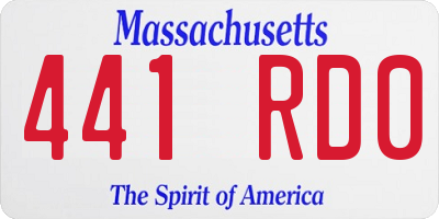 MA license plate 441RD0