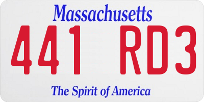 MA license plate 441RD3