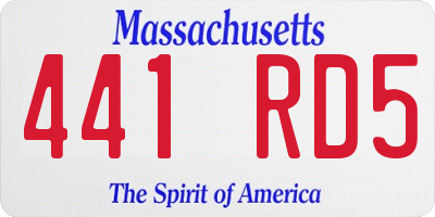 MA license plate 441RD5