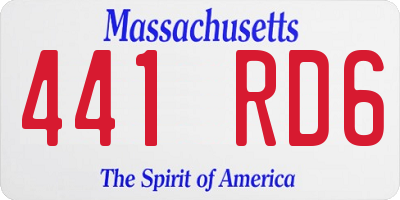 MA license plate 441RD6