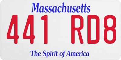 MA license plate 441RD8