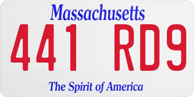 MA license plate 441RD9