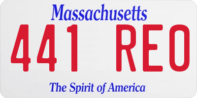 MA license plate 441RE0
