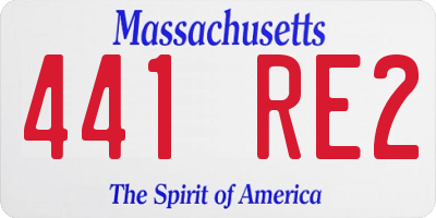 MA license plate 441RE2
