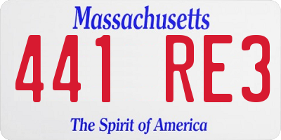MA license plate 441RE3