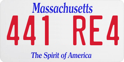 MA license plate 441RE4