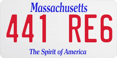 MA license plate 441RE6