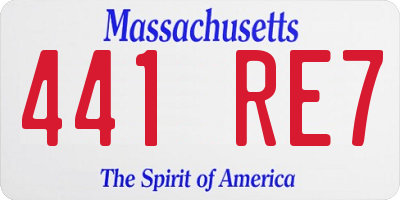 MA license plate 441RE7