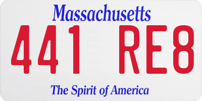 MA license plate 441RE8