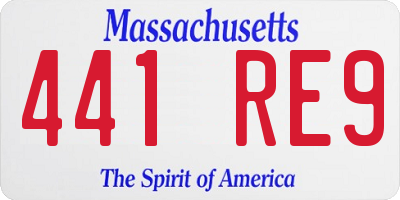 MA license plate 441RE9