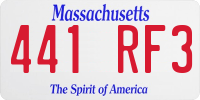 MA license plate 441RF3